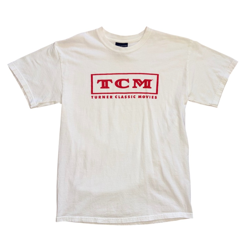 MV Sport TCM Turner Classic Movies Graphic T-Shirt Mens Medium White Red Logo